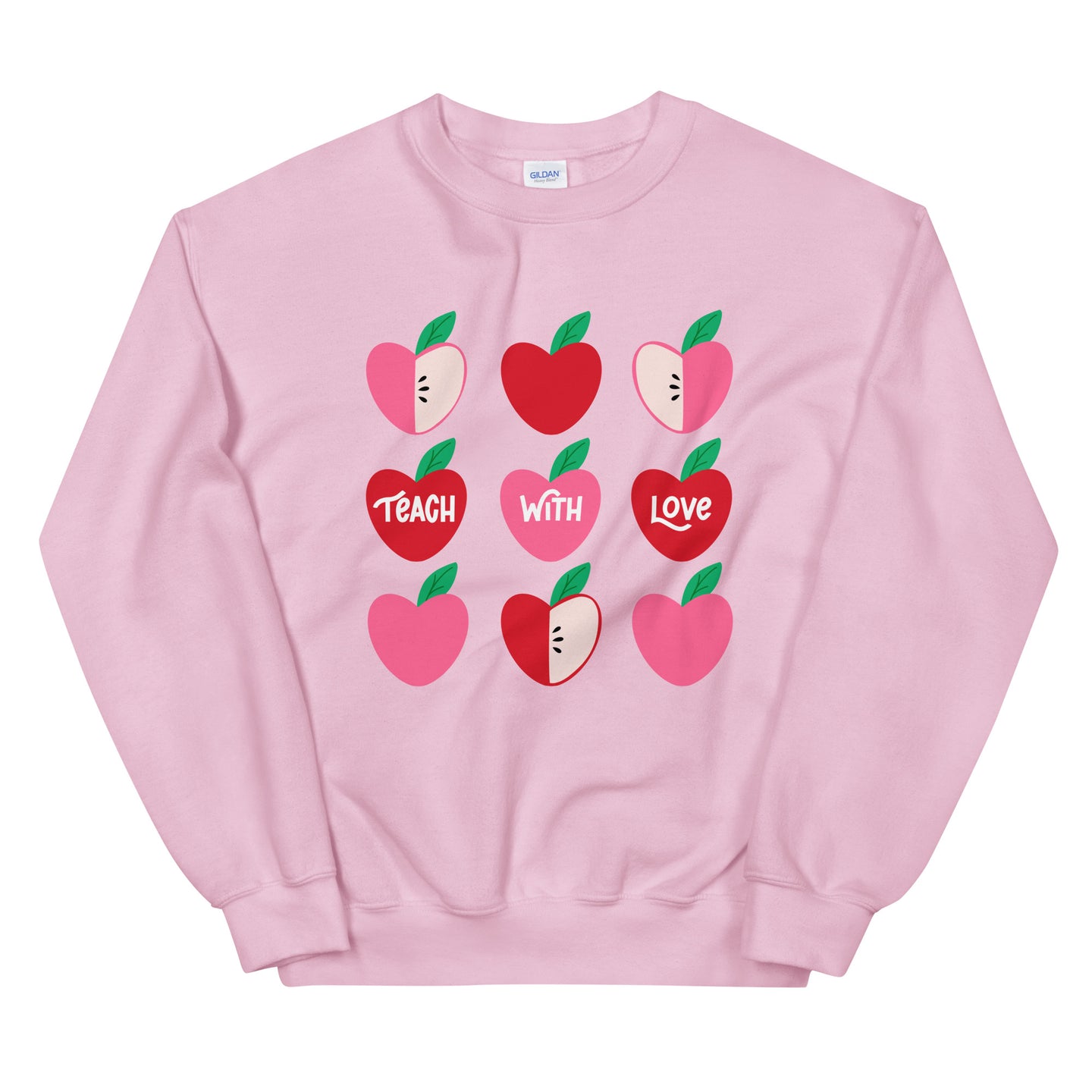 Pink Teach With Love Crewneck Sweater